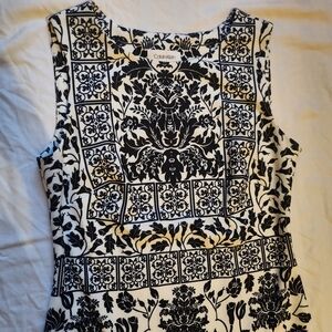 Geometric floral print pattern black & white dress